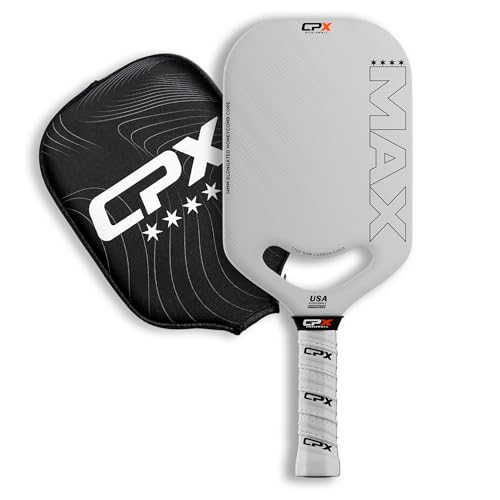 CPX MAX Raw Carbon Fiber T700 Pickleball Paddle - Diamond White, Elongated 16.52"