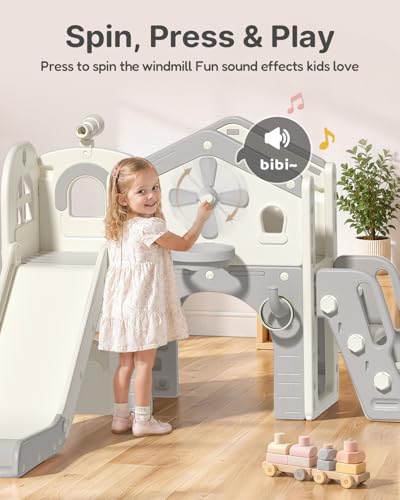 Babytronic White & Gray 10-in-1 Toddler Indoor & Outdoor Playset with Slide & Climber