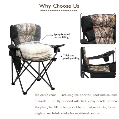 X-Large Oversized Camping Chair Folding Heavy Duty Outdoor Lawn Seat with Support