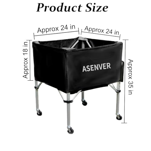 Black Portable Ball Cart with Removable Basket & Foldable Design for Volleyball Soccer Basketball Storage
