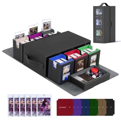 UAONO Multicolour MTG Commander Deck Box with Dice Tray, Modular Card Organizer