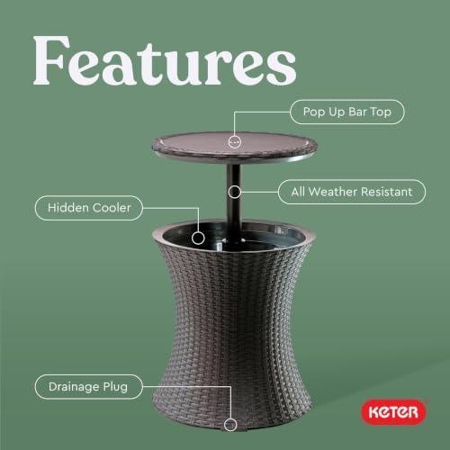 Outdoor Patio Bar Table with 7.5-Gallon Cooler - Espresso Brown