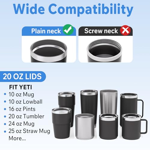 2 Pack 20 oz Tumbler Lid with Magnetic Slider Replacement for YETI