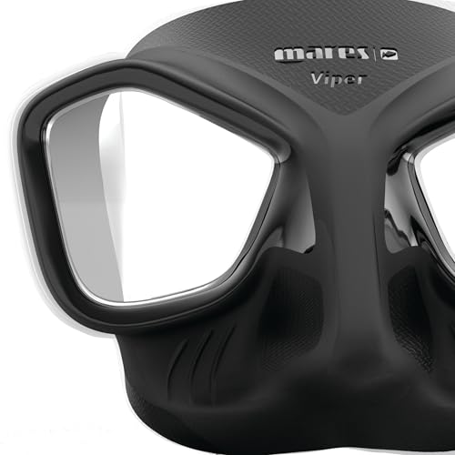 Mares Viper Freediving & Spearfishing Mask - Black, Unisex, Low Volume, Wide Field, Fog-Resistant Silicone, Ergonomic Strap
