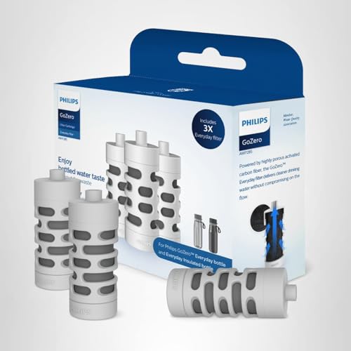 PHILIPS Activated Carbon Water Bottle Filter Replacement AWP285/37, Water Filter for Philips Water Bottle AWP2771 / AWP2772 / AWP2731 / AWP2732 Series, 3 Filters Lasts 6 Months or 120 Gallons,BPA-Free