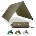Ultralight Waterproof Camping Tarp - 10x10 ft Olive Drab Rain Fly with Seam Tape