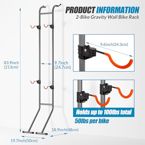 Suchtale Two-Bike Wall & Floor Bicycle Rack - Adjustable Indoor Storage for Road & Mountain Bikes