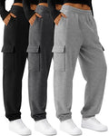 Women's Cargo Joggers Pants - Medium Black & Gray, Baggy Sweatpants Set
