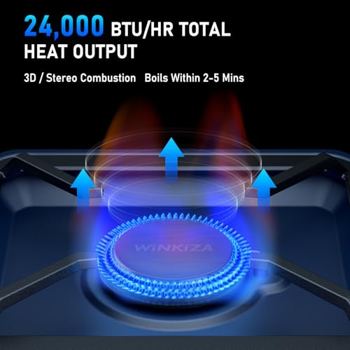 Blue 2 Burner Propane Camping Stove with Griddle - Portable, 24000BTU