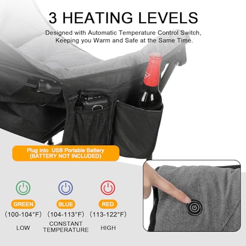 RELEASE Oversized Heated Camping Chair with Fully Padded Back & Seat - Grey