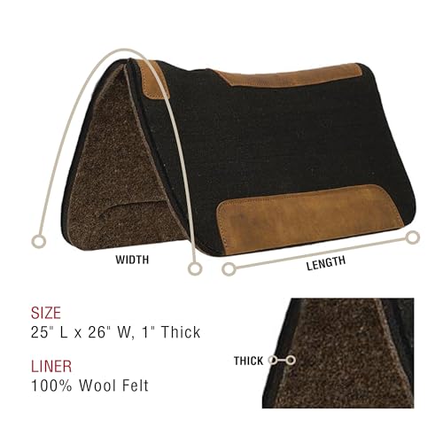 Weaver Equine 25x26 Pony Contoured Wool Felt Western Saddle Pad for Horse Comfort