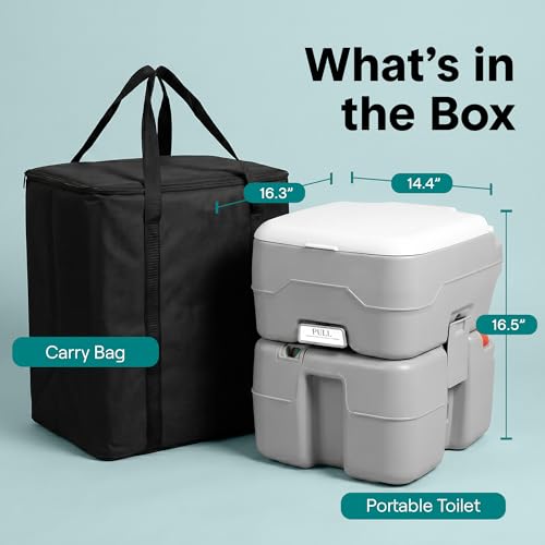 SereneLife Portable Camping Toilet - 5.2 Gallon Moonwhite Model with Detachable Waste Tank