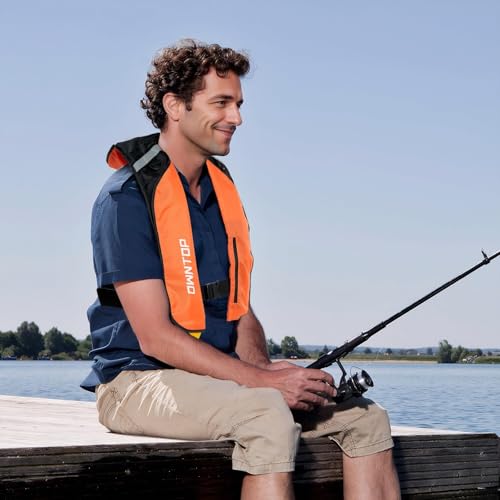 Owntop Orange Inflatable Swim Jacket with CO2 Cylinder, D-Ring Attachments & Storage Pocket