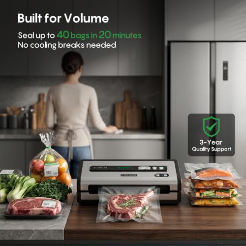 FRESKO Automatic Food Vacuum Sealer - Silver, Fast Seal for Bulk & Meal Prep