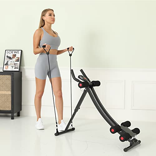 Red Ab Workout Machine for Home Gym - Adjustable Core & Abdominal Exercise Equipment