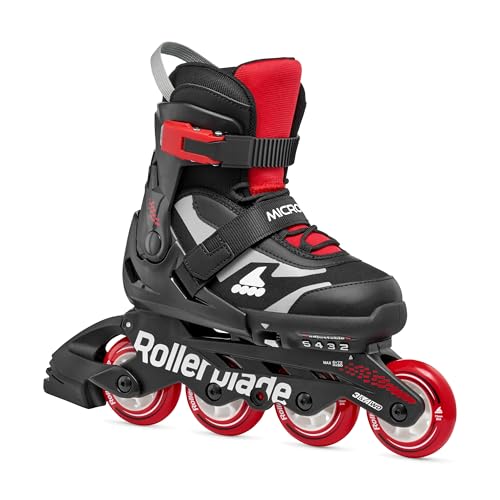 Rollerblade Microblade Kids Adjustable Inline Skates - Black/Red, Size 2-5