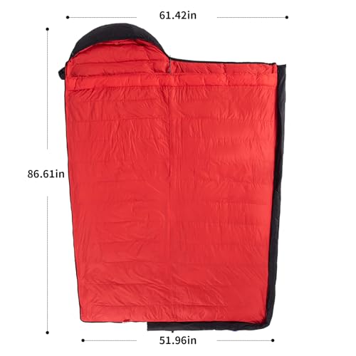 QEZER Ultralight Down Sleeping Bag for Adults - Black, 41°F-54°F, 600 Fill Power
