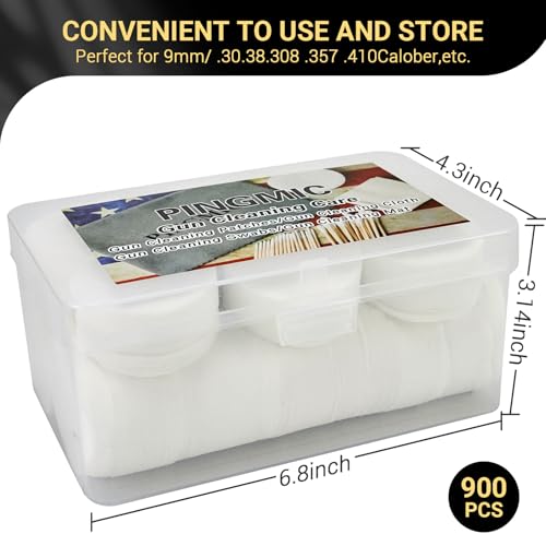 900pcs Thick Lint-Free Gun Cleaning Patches with Storage Box - 9mm & Caliber Compatible