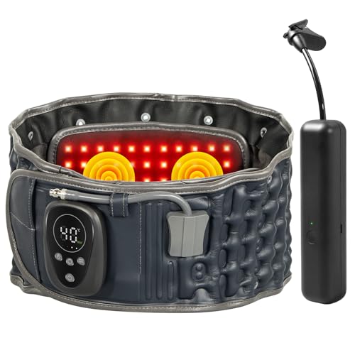 GINEKOO Dark Blue Red Light Back Support Belt with Massage & Heating