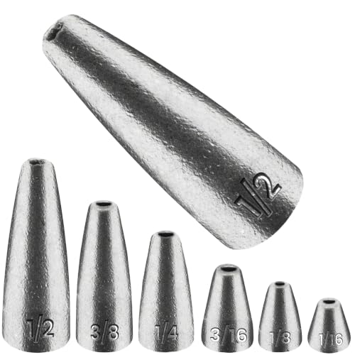 Silver 3/8 Oz Fishing Worm Weights for Bass Tackle - Texas Rig Sinkers (25-Pack)