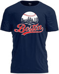 Baseball Shirt Fan Cityscape T-Shirt with Urban Skyline Graphic - Adult Boston Navy Large