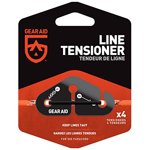 GEAR AID Line Tensioners for Hanging Gear, Tarps, Travel Clothesline and Bear Hangs at Camp, Includes 4 Tensioners for use with 550 Paracord