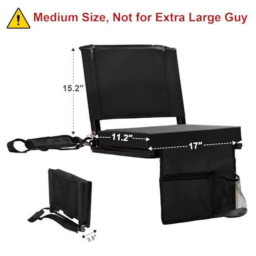 Black 2-Pack Stadium Seats with Back Support, Cushions & Storage
