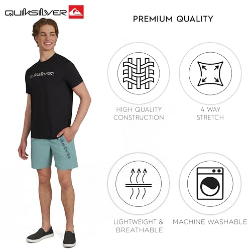 Men's UPF 50 Sun Short Sleeve Rash Guard Swimwear Large Black