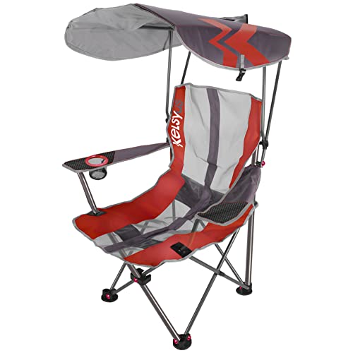 Kelsyus Foldable Canopy Camping Chair Grey/Red Portable Outdoor Seat