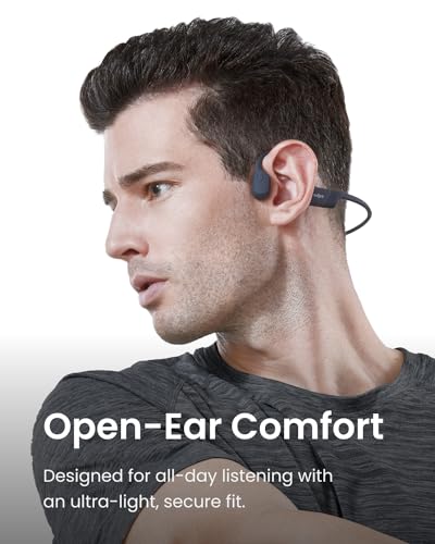 SHOKZ OpenRun Bone Conduction Bluetooth Headphones - Standard Size + Magnetic Charging, Black