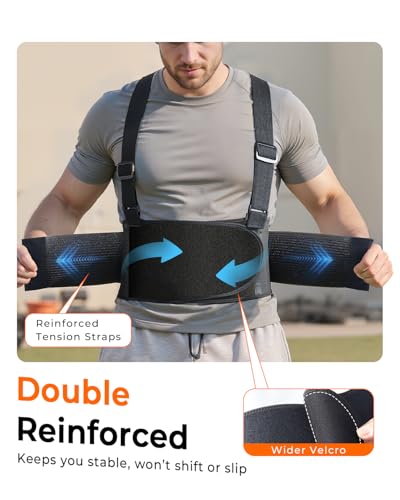 Medical-Grade Back Support Brace with Adjustable Shoulder Straps - Black, Medium