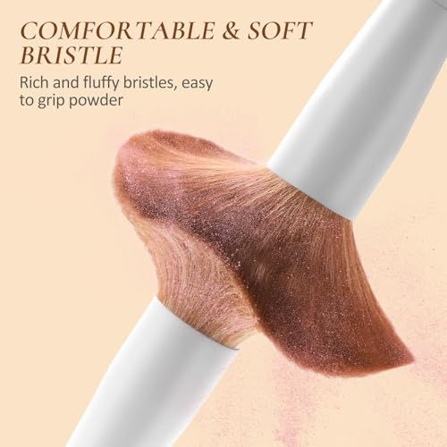 Pearl White Makeup Brush Set with Case - 20 Professional Brushes & Puffs