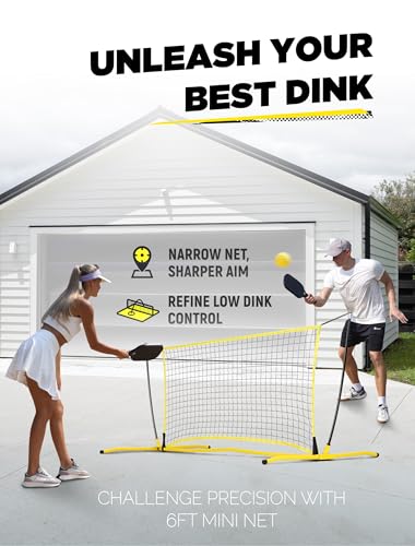 MerryMove Yellow 6FT Portable Pickleball Net & Rebounder Practice Set