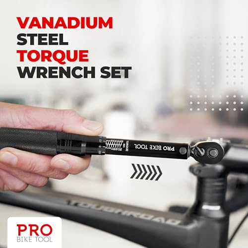 Black Bike Torque Wrench Set 1/4 Inch Drive 2.2-16.9 Nm - Professional Bicycle Tool