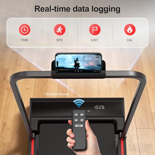 Black Foldable Under-Desk Treadmill for Home Office Exercise - Compact Walking Pad
