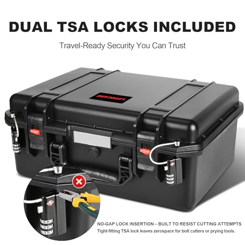 TSA Pistol Gun Case for 7 Handguns - Black, Waterproof & Lockable