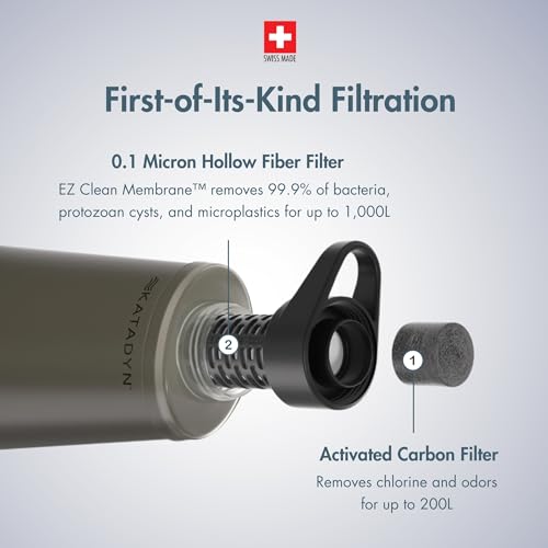 Katadyn BeFree 1L Black Collapsible Water Filter Bottle for Hiking Outdoors