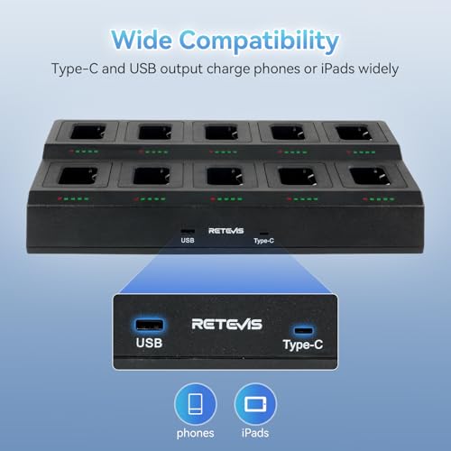 Retevis RT68 Walkie Talkie 10-Way Charger Multi Unit Rapid Charger - 1 Pack