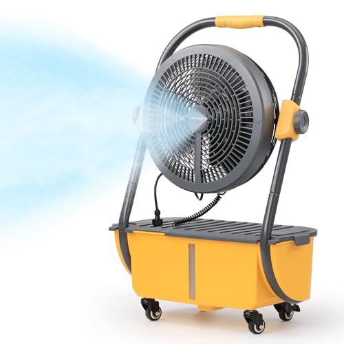 TURBRO Cordless Misting Fan with 11L Tank, High-Pressure Nozzles, Yellow