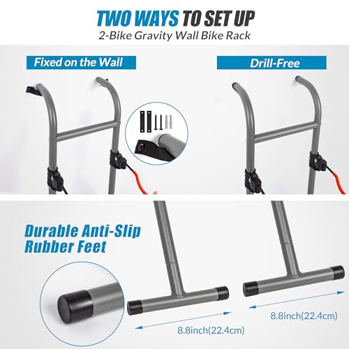 Suchtale Two-Bike Wall & Floor Bicycle Rack - Adjustable Indoor Storage for Road & Mountain Bikes
