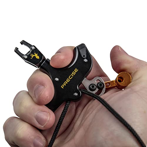 Archery Bow Release 4-Finger T Handle Caliper Style with Wrist Strap