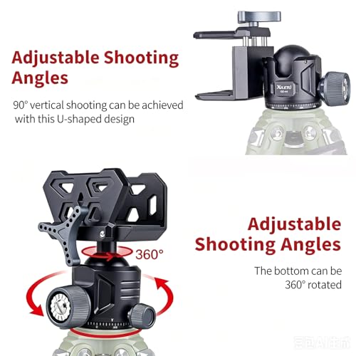 Adjustable Tripod Ball Head for Hunting & Shooting - CNC Aluminum, 55lb Load Capacity
