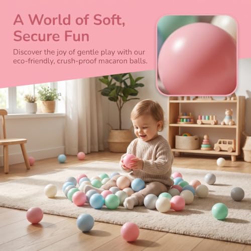 Plastic Ball Pit Balls 50 Pack for Baby Toddler Kids - 5 Macaron Colors