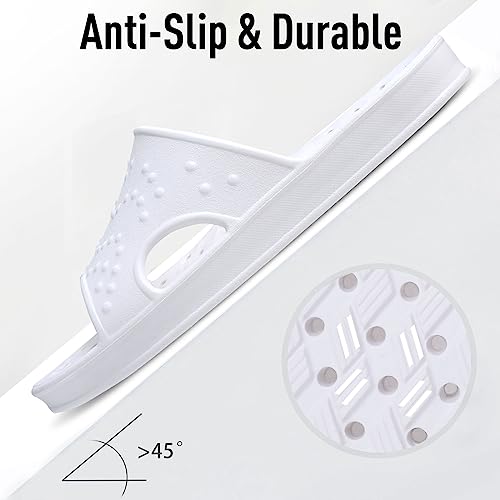 Shevalues Quick Drying Shower Shoes for Women Men with Arch Support - Size 11-12 Women / 9.5-10.5 Men, White