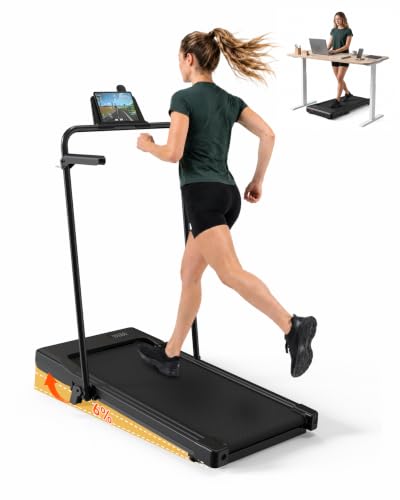 Superun Walking Pad with 6% Incline & Safety Handrails - Carbon Black