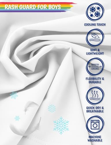 Toddler Boys Rash Guard Swim Shirt - UPF 50+ SPF Water Protection, White, 18-24 Months