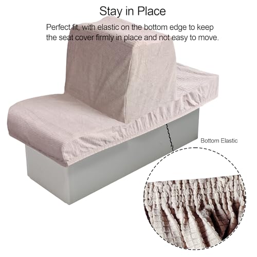 GONGJIANG Khaki 2 Sets Back-to-Back Boat Seat Covers - Microfiber Stretchable Protectors