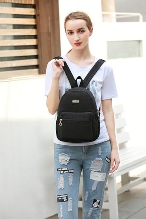 AOTIAN Mini Lightweight 11.8 Inch Backpack Durable Travel Hiking Women and Girls Small Daypack, 7 Liters Black