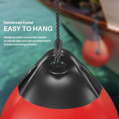 Red Vinyl Boat Buoy Ball 14.9x17.8 Inches for Mooring & Anchoring - Heavy Duty Marine Float