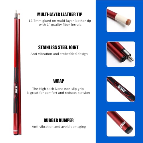 Fiberglass 58-Inch Billiard Pool Cue Sticks Set of 4 - 18-21oz Professional Quality